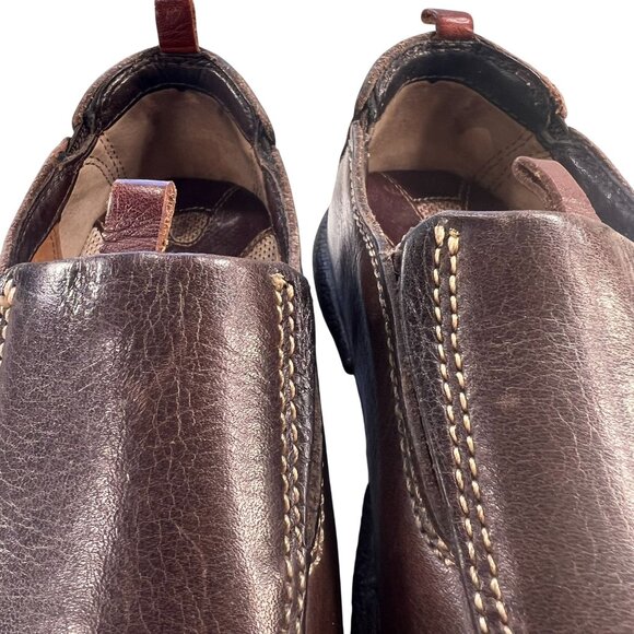 Born Womens Slip On Brown Leather Shoes Loafers Size 6 M EU 36.5 Stitching - Picture 8 of 12